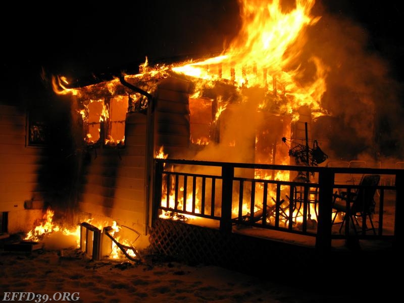 1/2009 EFFD was encountered 20- temp early morning heavy fire on arrival first in crews made quick work and darken the fire and searched.   